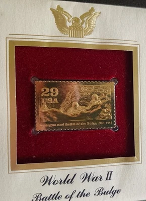 World War 11 Gold Replica Stamp/ Battle of the Bulge First Day Issue - Image 1 of 4
