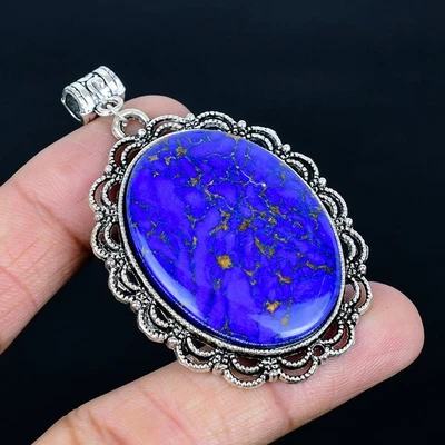 Colgante hecho a mano enchapado en plata 925 turquesa púrpura cobre de 2,56" Foto 1 de 3