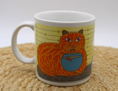 VINTAGE TAYLOR & NG Kitty Katfish Cat with Fish Bowl & Mouse COFFEE MUG JAPAN - Image 1 of 4