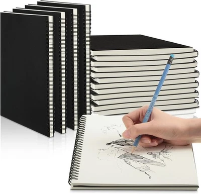 12 Pack Sketch Books Bulk 7.5" x 10" Spiral Bound Sketch Pads for Drawing Hardco - Image 1 of 4