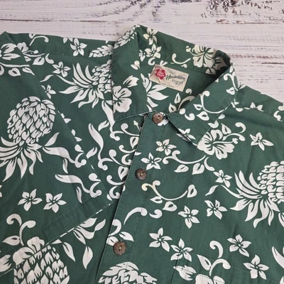 Hilo Hattie The Hawaiian Original Mens Green Floral Pineapples Button Shirt XL - Image 1 of 4