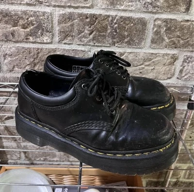 Oxford Doc Dr. Martens 8053 Quad Cuero Plataforma Cuero Negro Mujer Talla 8 Foto 1 de 4