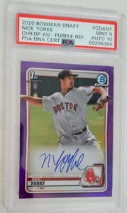 2020 Bowman Draft Nick Yorke 1st Bowman Purple Refractor Auto #/250 PSA MINT 9 - Picture 1 of 2