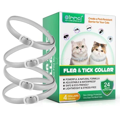 MARKENLOS 4x Zecken-Flohband Katze, Flohhalsband für Katzen 4Pcs, 24 Monate lang Schutz