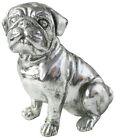 Silver Pug Ornament Metallic Glitter Dog Figurine Home Decor Shelf Ornament