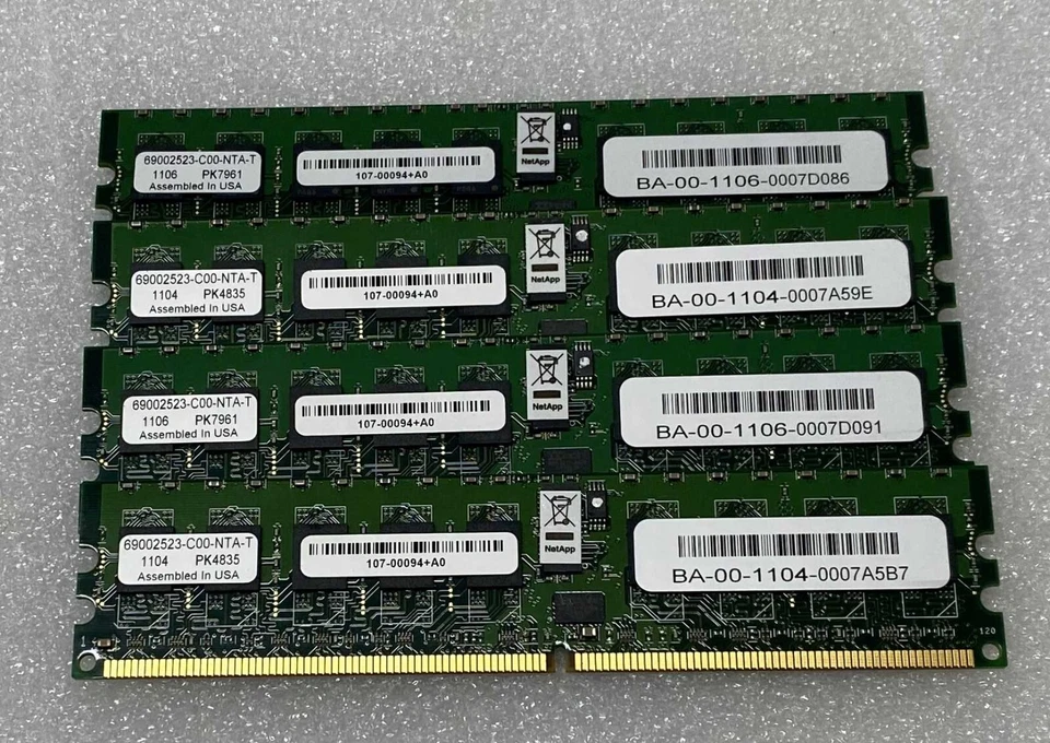 4x NETAPP 107-00094+A0 X3199-R6 2GB DIMM Memory Module for FAS3240 FAS3270 Filer - Image 1 of 1
