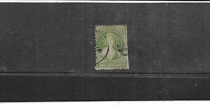 NEW ZEALAND 1862- 64. QUEEN VIC. 1/- GREEN. FULL FACE. FINE USED. AS PER SCAN. - Picture 1 of 3