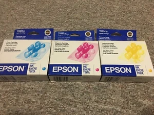 Genuine OEM Epson 32 Color Ink Cartridges T0322 T0323 T0324 SEALED New Expired - Picture 1 of 2