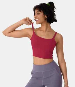 Halara Double Straps Backless Twisted Cropped Yoga Tank Top Scarlet Sage S - Picture 1 of 7