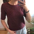 TOPSHOP BURGADNY RED SPECKLED SHORT SLEEVE TOP vintage Style Size 6 Fits 4/6/8