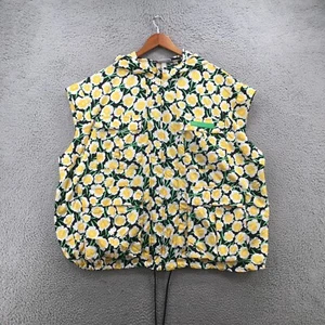 Diane Von Furstenberg Hoodie Vest Womens 2X Plus Sleeveless Floral Yellow NEW - Picture 1 of 21
