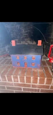 Primitive Saltbox Dollhouse Antique Wood w/ swing open back - Image 1 of 4