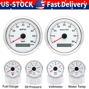 6 Gauge Set 85mm GPS Speedometer 0-80MPH Waterproof for Marine Boat Car Truck US - Picture 1 of 19