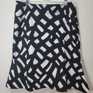 Calvin Klein Skirt 8 Tulip Stretch Lined Black White Pin Up Wiggle - Picture 1 of 7