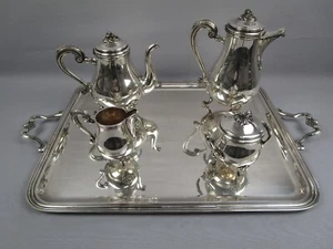 Christofle - Tablet Kaffeekanne Teekanne Zuckerdose Milchkännchen - Pompadour - Bild 1 von 24