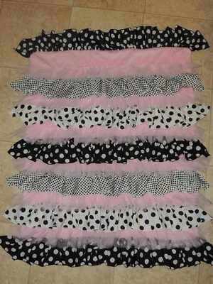 MUD PIE PINK BLACK BELLA RUFFLE BLANKET MINKY DOT POLKA DOT - Image 1 of 4