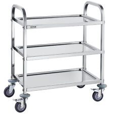 VEVOR 3-Tier Stainless Steel Medical Cart Mobile Trolley 400 lbs for Lab Clinic