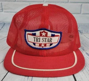 Vintage Golf Mütze Tristar Trucker Patch Cap Mesh verstellbar rot Derby Cap USA - Bild 1 von 8