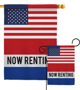 US Now Renting Garden Flag Novelty Merchant Decorative Gift Yard House Banner - Picture 1 of 13