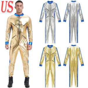 Disfraz de astronauta para hombre mono metálico en contraste uniformes hombre espacial unitardos - Imagen 1 de 24