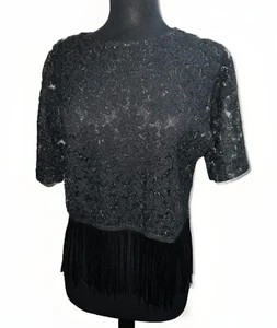 Women’s Sweewe Paris Tassel Trim Lace Top Size M/L - Picture 1 of 9