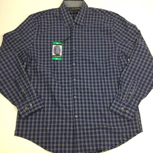 Men's BC Clothing Button Front Shirt Plaid Stretch Long Sleeve XL Blue Gray - Picture 1 of 5