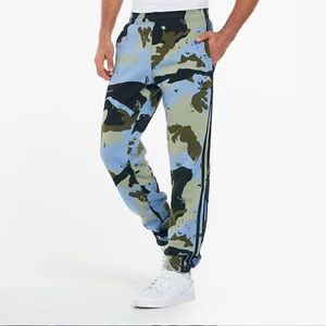 adidas Camo Sweatpants Herren Fleece Jogginghose Trainingshose Camouflage Blau - Bild 1 von 8