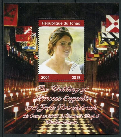 Chad 2018 CTO Princess Eugenie & Jack Royal Wedding 1v M/S II Royalty Stamps Cover