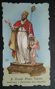 1906 Santini Holy card Orazione a Sant' ORONZO PRIMO VESCOVO - Imagen 1 de 2