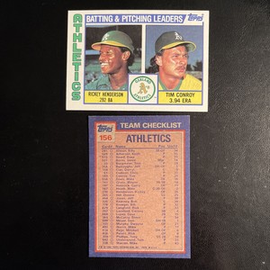 1984 TOPPS BASEBALL Oakland Athletics BATTING & PITCHING LEADERS #156. B1229