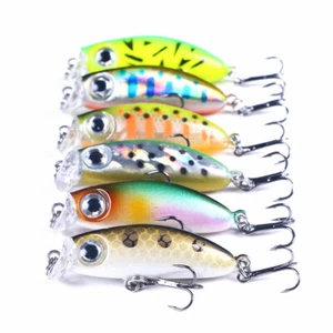 6 Stück 4,2cm/3,1g Elritze sinkender Angelköder Forelle Crankbait Haken Barsch Popper - Bild 1 von 12