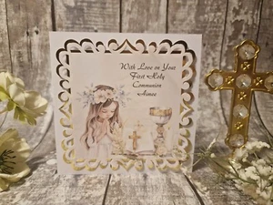 Personalised First Holy Communion Card Pamiatka Pierwszej Komunii Swietej - Picture 1 of 3