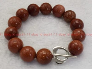 Charming 10/12/14mm Gold Sandstone Round Gemstone Beads Bracelet 7.5'' - Picture 1 of 12