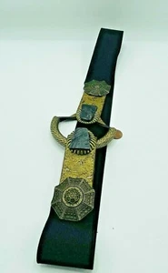 Cinturón elástico estilo brutalista vintage banda 40" de largo. Metal latón negro - Imagen 1 de 9