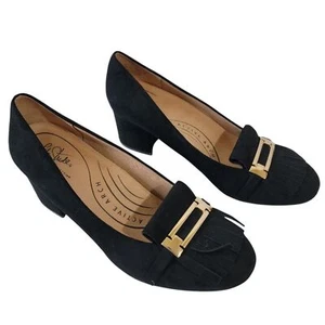 LifeStride Tilly Square Heel Black Suede Dress Shoes Sz 10W Office Career Career - Picture 1 of 12