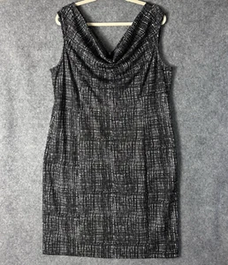 Ann Taylor Dress Women's 18 Black Gray Print Cowl Neck Sleeveless Sheath Knit - Picture 1 of 10
