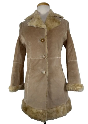 Винтажный Y2K 90-х Guess искусственной замши и шерпа Penny Lane длинное пальто размер XS - Изображение 1 из 4