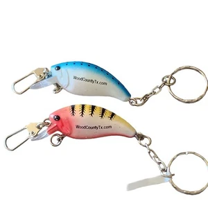 Fishing Lure Novelty Key Ring Keychain Lot 2 Plastic Fish Lure - Picture 1 of 7