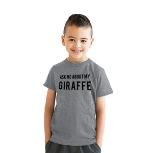 Youth Ask Me About My Giraffe T Shirt Animal Zoo Flip Tee For Kids - Picture 1 of 9