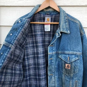 Vintage Carhartt Wool Lined Denim Jacket Men's Size XL Regular  - Picture 1 of 7