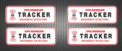 4 x Tracker fitted window stickers Anti-theft warning car bike van lorry caravan - Image 1 of 4