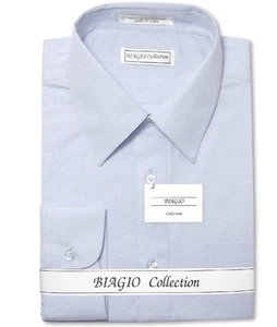 Biagio Mens 100% COTTON Solid POWDER BLUE Color Dress Shirt sz 17.5 34/35 - Picture 1 of 4