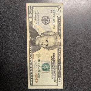 Twenty Dollar Bill Tombstone Birthday Anniversary Fancy Serial Number 1957-2002 - Picture 1 of 8