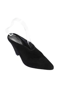 Vince Womens Slip On Block Heel Pointed Toe Mules Black Suede Size 7M - Picture 1 of 5