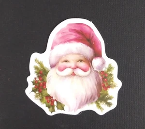 Adesivo Babbo Natale con bacche di agrifoglio 2,18" x 2" (AI) - Foto 1 di 2