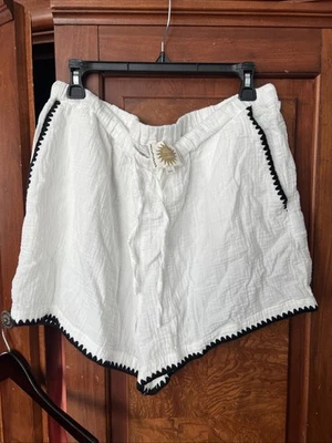 Pantalones Cortos Soleados Rails X LSPACE en Negro Puntada de Manta Blanco Gasa Talla XXL $138 Foto 1 de 4