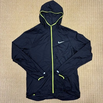 耐克 Impossibly Light 夹克男式中号黑色田径跑步全拉链反光 — 第 1/4 张图片