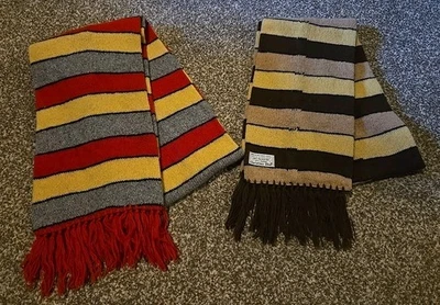 2 - Винтажный Christian Dior Шетландская шерстяная смесь шарфы коричневый/желтый ~ красный/желтый - Изображение 1 из 4