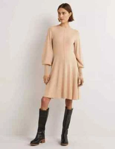 BODEN NWT Cuff Detail Knitted Mini Dress - Chinchilla Melange - UK 14 R - NWT - Picture 1 of 7