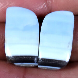 21.10 Cts Natural African BLUE OPAL Pair Cabochon 11x21x4 mm Loose Gemstones